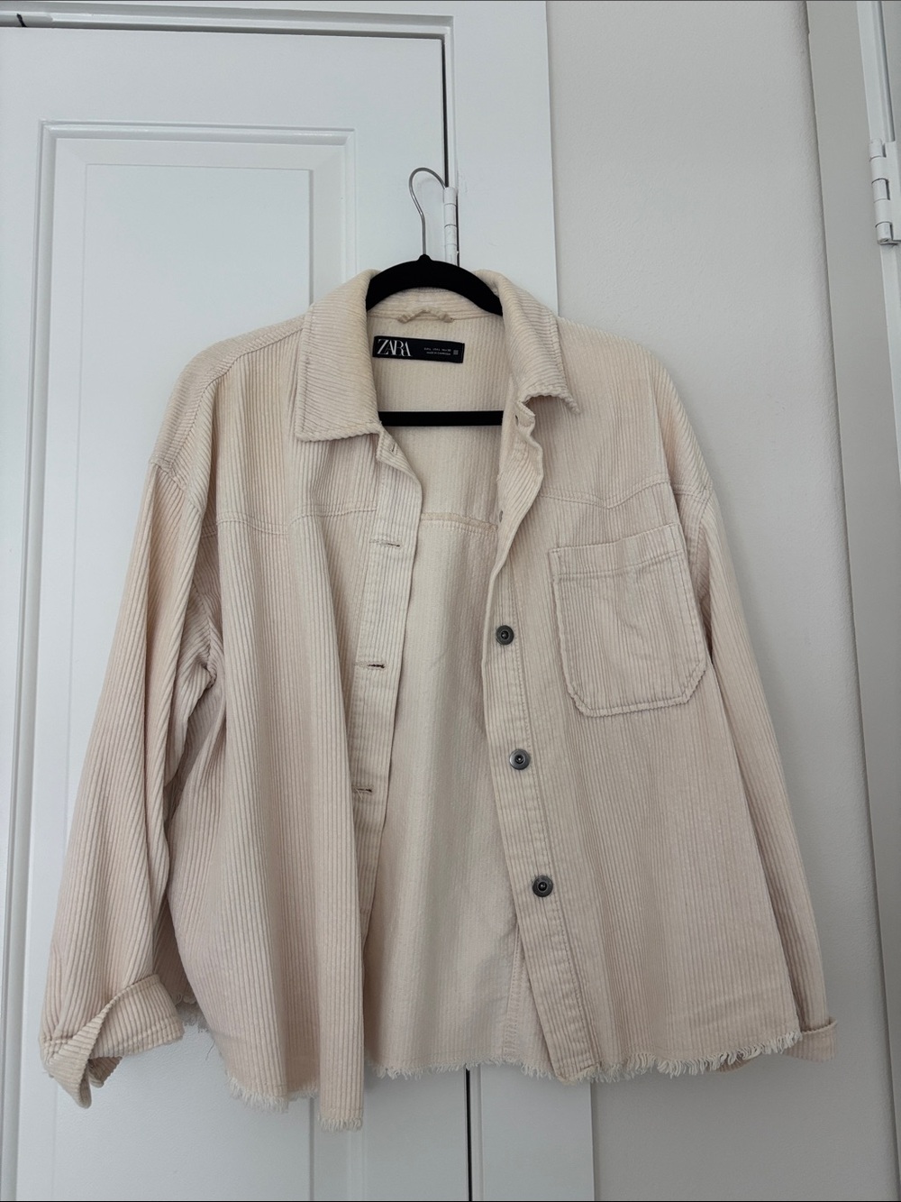 ZARA Cream Corduroy Shirt Jacket